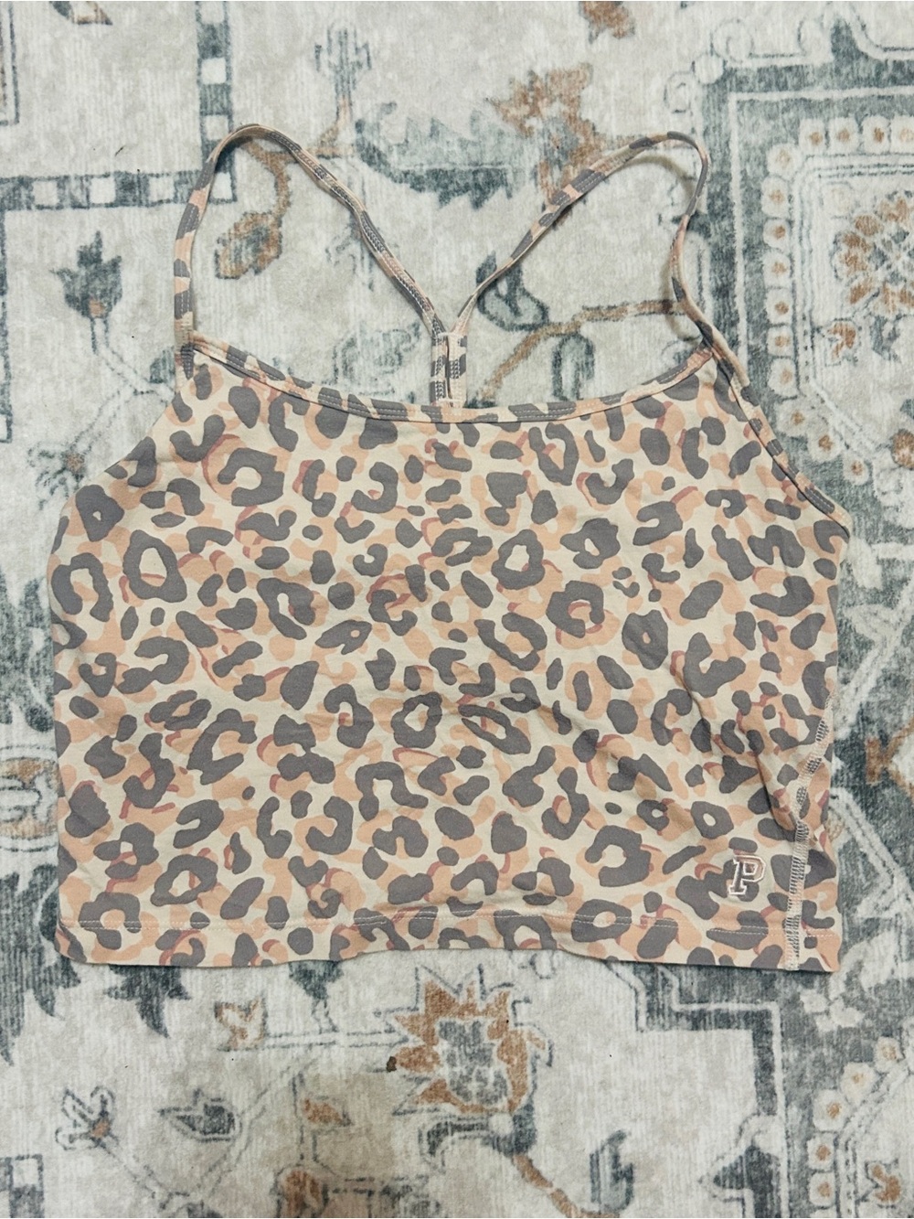 PINK Victoria's Secret Beige and Gray Leopard Cami